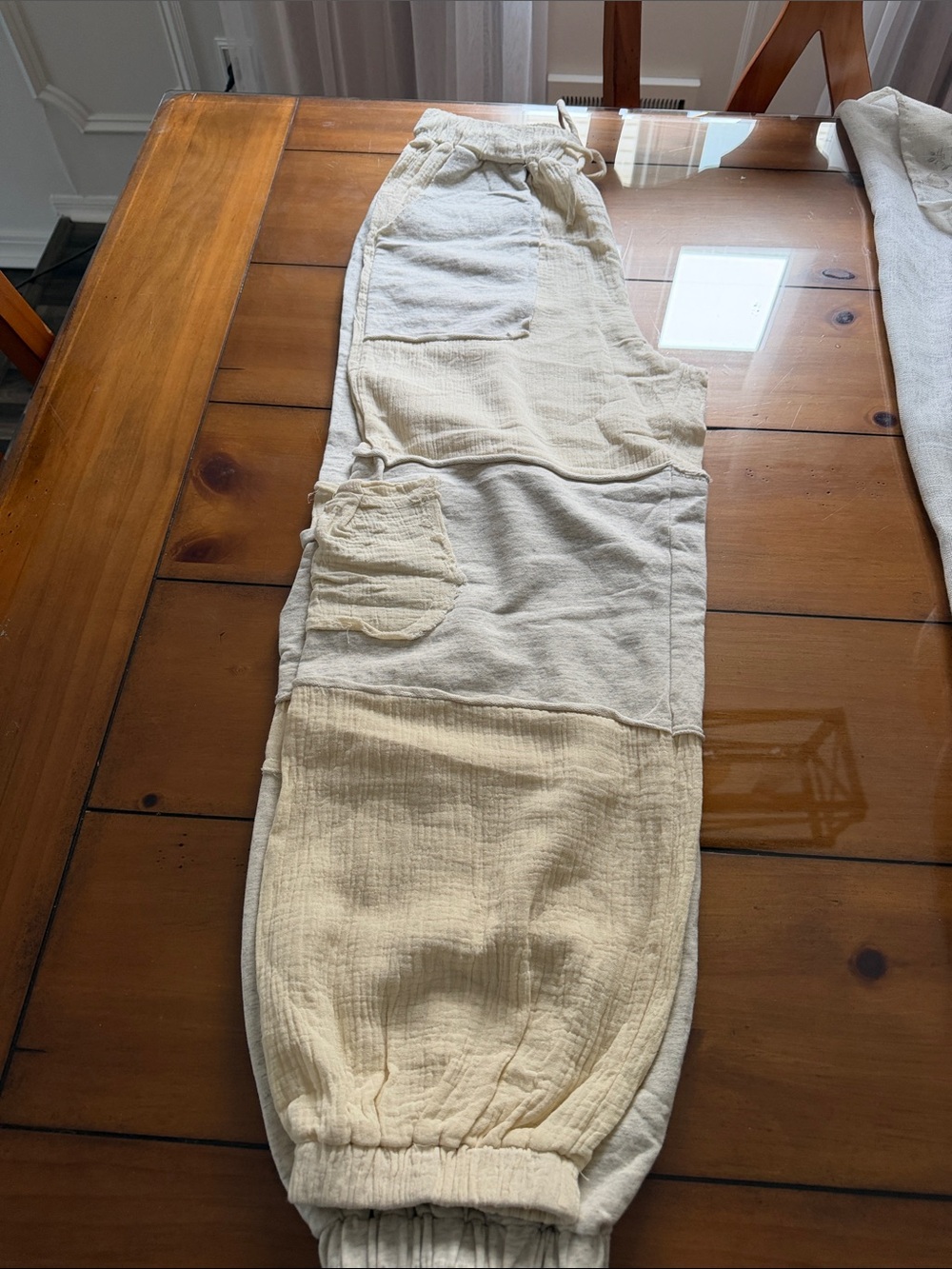 POL Neutral Patchwork Jogger Pants - Cream - Picture 3 of 12